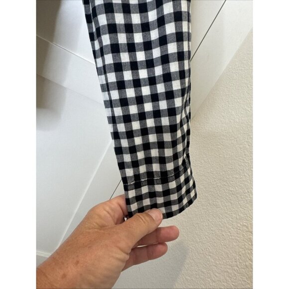 Old Navy Women’s Gingham Plaid Button Down Shirt XL Black White - Picture 9 of 16